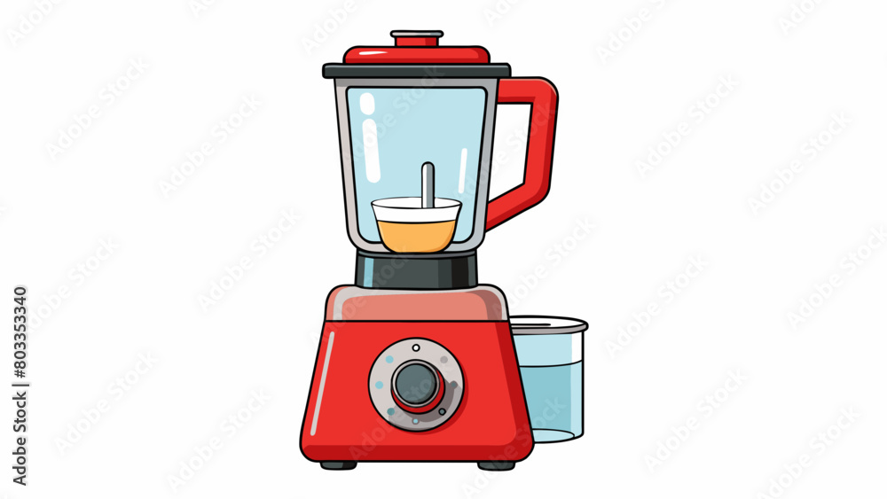 Poster With a unique cylindrical shape and a bold red color this industrial blender stands out in any kitchen. Equipped with a variable speed control dial. Cartoon Vector