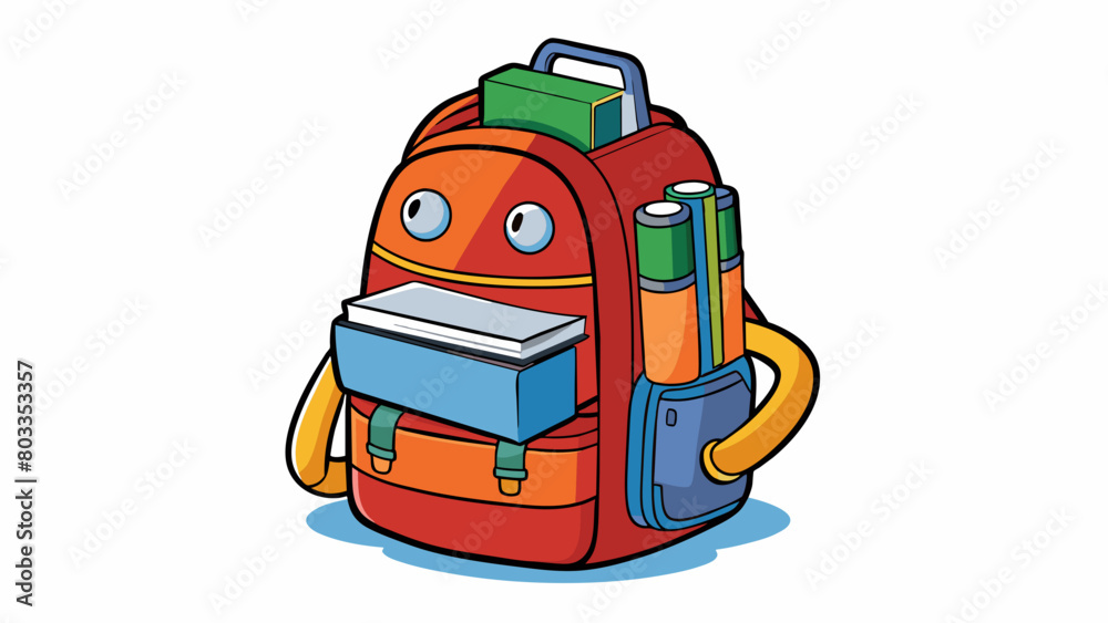 Poster A backpack filled with books representing the responsibility of a student to attend classes complete assignments and strive for academic success.. Cartoon Vector