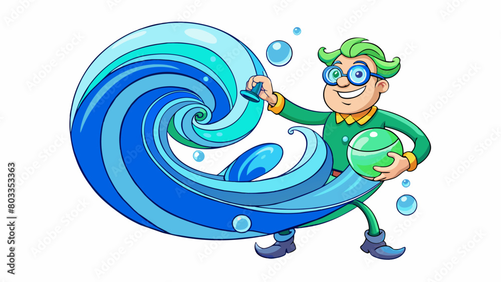Poster with practiced hands the glassblower layers vibrant blue and green glass together creating a swirlin