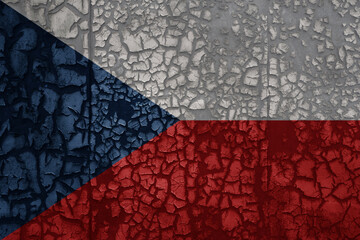 flag of czech republic on a grunge vintage metal rusty cracked wall background