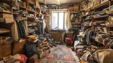 Dirty apartment of a hoarder