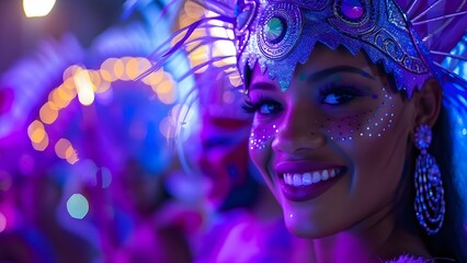 Brazilian Carnival Festive event with samba dancers musicians clowns and circus performers. Concept...