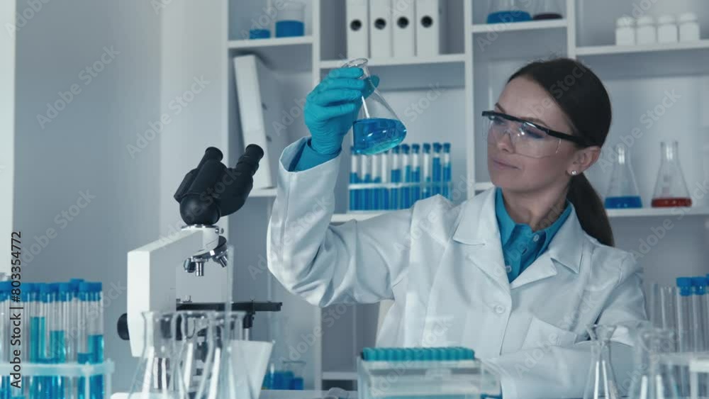 Poster in the new generation laboratory, scientists are engaged in revolutionary research in the field of g
