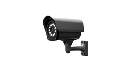 Black security camera with lights isolated on white background,
