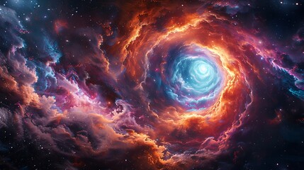 Fototapeta premium Visualize a supernova explosion as a symphony of colors, with swirling reds, blues, and purples in a chaotic dance.