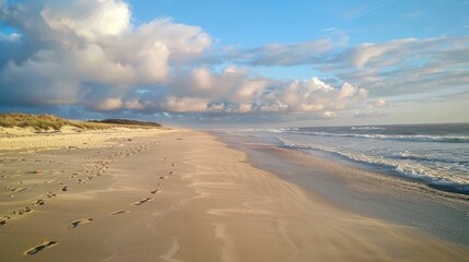 Early morning on the sandy beach.