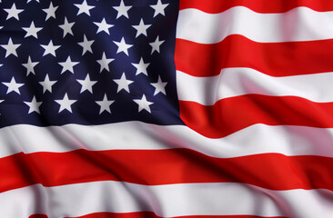 Obraz premium American Flag Waves Elegantly, Stars and Stripes Symbolizing Patriotism and Freedom