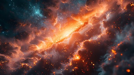Fototapeta premium Illustrate the concept of Singularity with a central point of intense light that distorts the surrounding space and time, creating a surreal and dramatic visual effect.