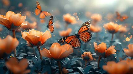 Tranquil Butterfly Symphony in Dreamy Blues