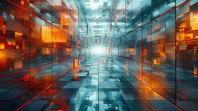 Abstract Futuristic City: Complex Cubic Architectural Composition