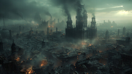 Post apocalyptic city ruins