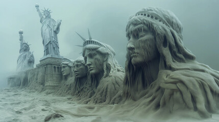 Fototapeta premium Apocalyptical statue of Liberty