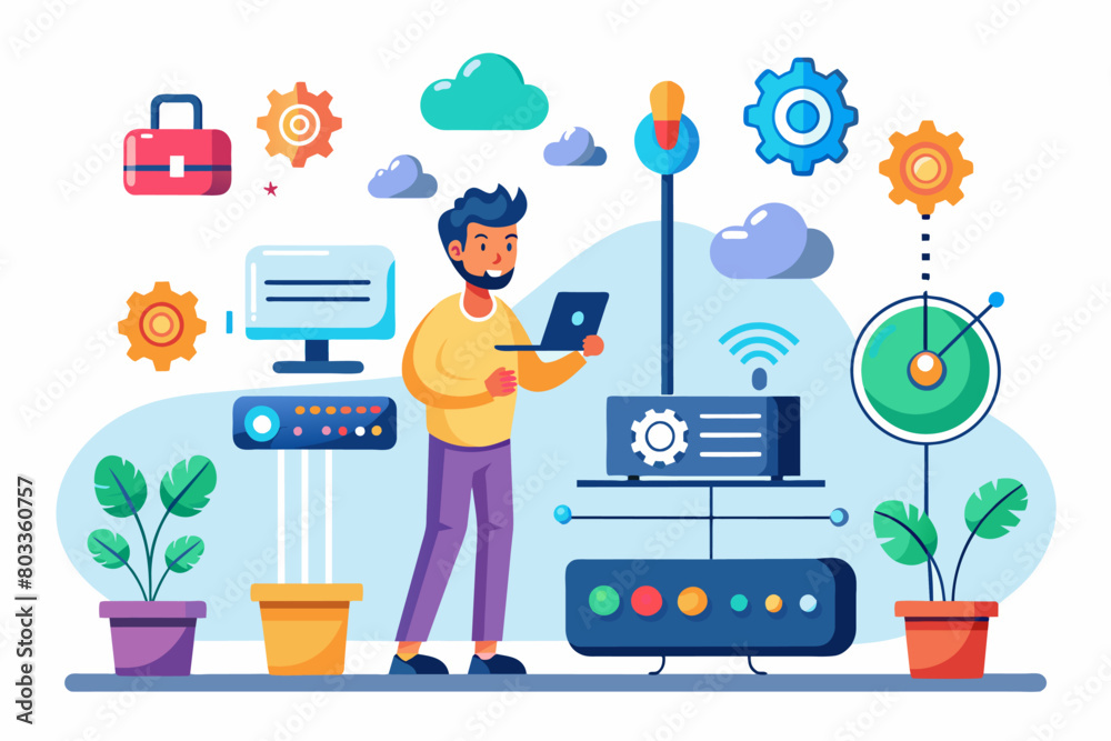 Poster self-configuring router that automatically sets up the optimal network settings