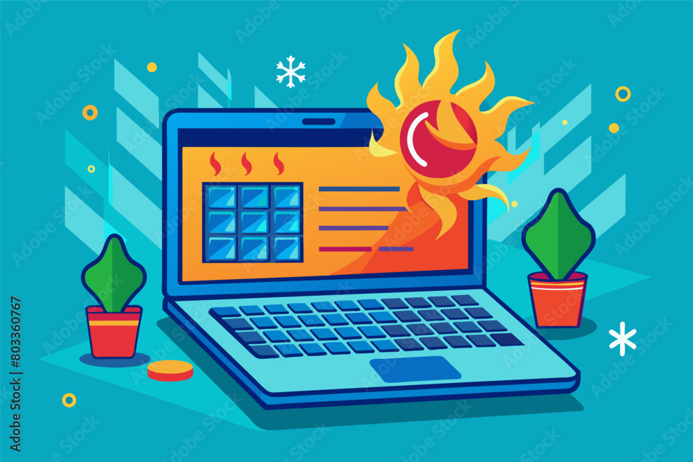 Poster self-cooling laptop that maintains optimal temperature during heavy use