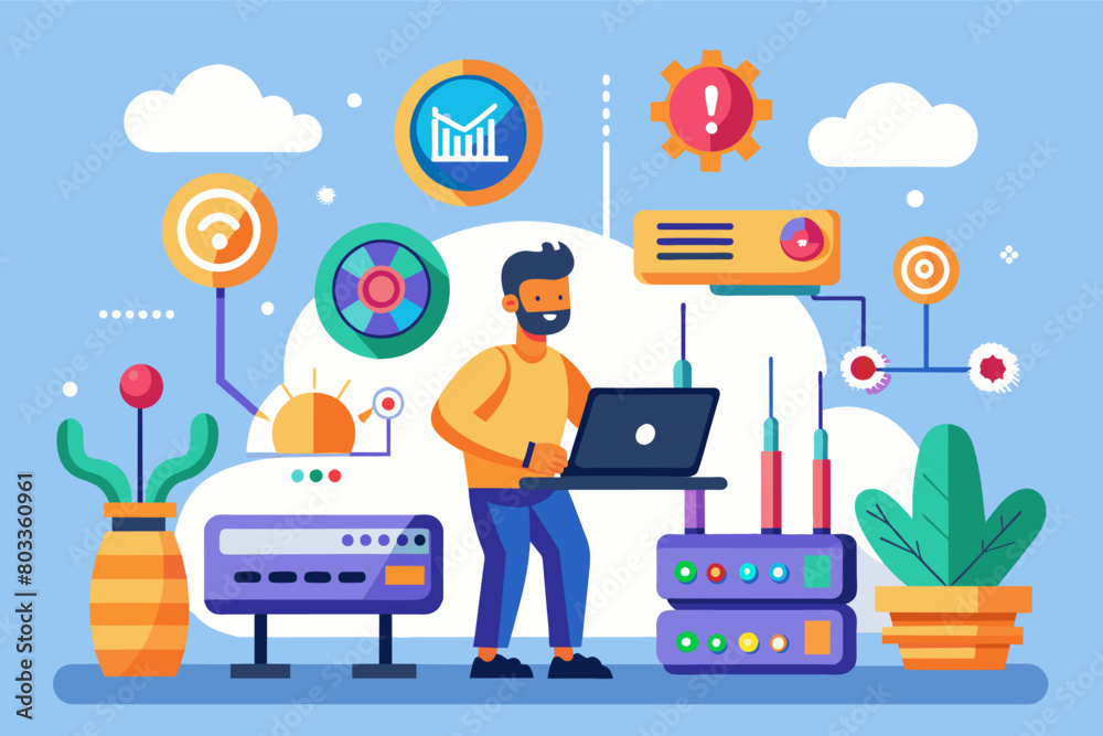 Poster self-configuring router that automatically sets up the optimal network settings