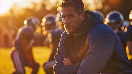 High school football coachs passionate speech ignites motivation and leadership in team . Concept Sports, Leadership, Motivation, Teamwork, Inspiring Speeches