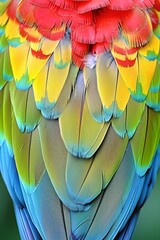 Fototapeta premium Vibrant bird feather texture futuristic colorful background for captivating designs