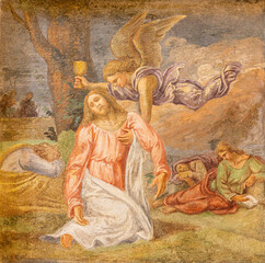 MILAN, ITALY - MARCH 6, 2024: The fresco of Jesus in Gethsemane garden in the church Basilica di...