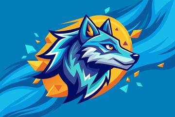 playful abstract wolf logo with a dynamic composition of shapes and textures.