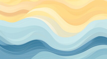 Fototapeta premium an old fashion abstract of a wavy blue and yellow wave wallpaper illustration cartoon two tone