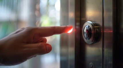 finger pressing hotel door bell