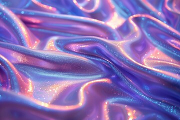 Obraz premium The detailed folds of a shiny iridescent fabric capture the interplay of light and color, evoking wonder and fascination