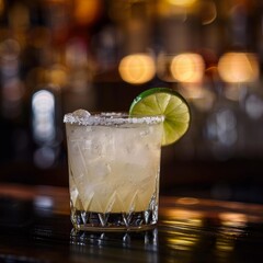 Mojito or Margarita cocktail on summer vacation with garnish of lime, mint, orange and salt