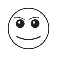 Fototapeta premium Face smile icon positive neutral. Happy face emoji vector icon. Black color and simple solid, Symbol, vector illustration.