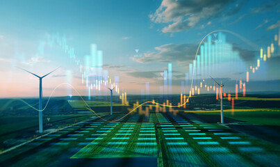 Green energy in full development.Increase in electricity prices on the world market.  © Miha Creative