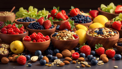  three bowls on a table. One bowl is filled with almonds,
