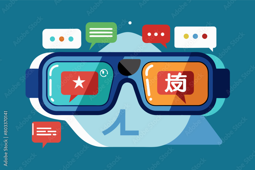 Aufkleber pair of augmented reality VR glasses that translate languages in real-time