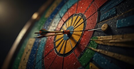 Dart hitting bullseye, representing successful targeting and accomplishment