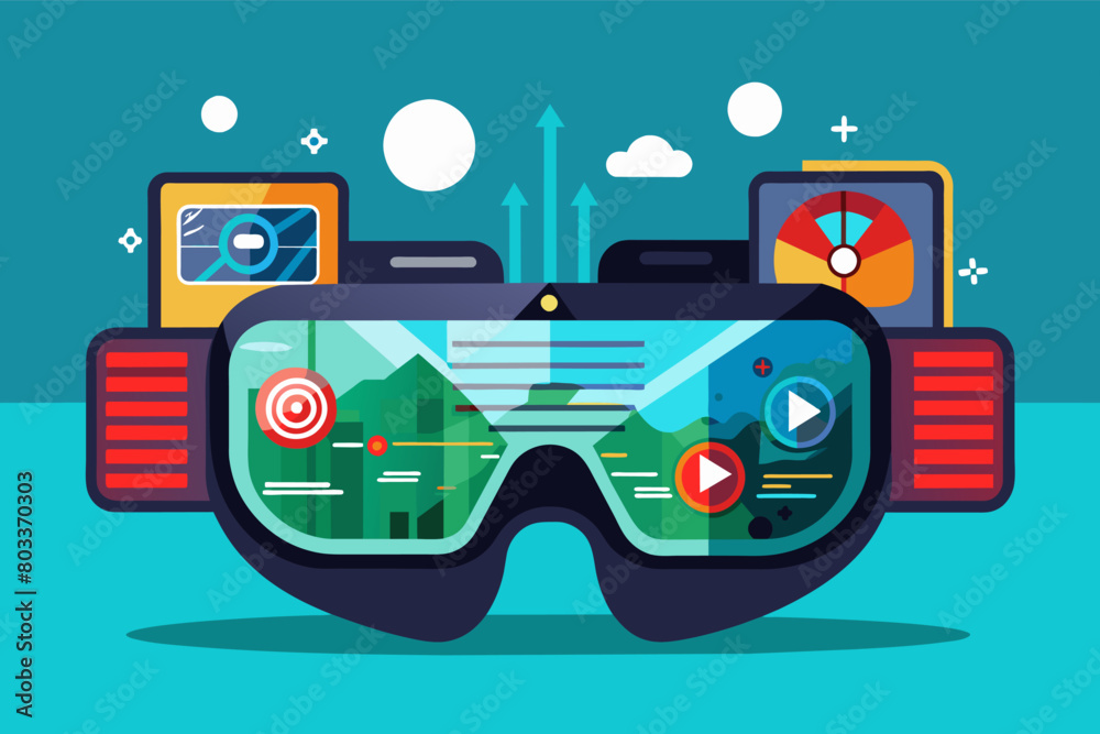 Poster augmented reality overlays vr set vector