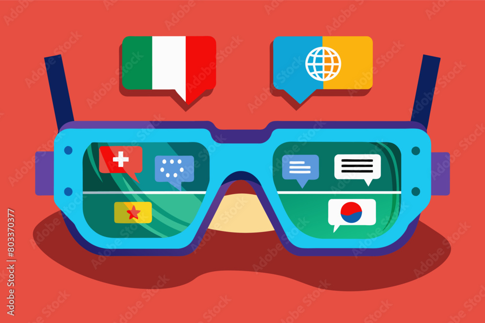 Poster pair of augmented reality vr glasses that translate languages in real-time