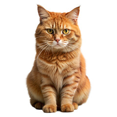 Obraz premium Majestic Ginger Tabby Cat Sitting Alertly Against a Transparent Background