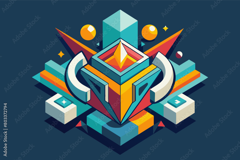 Aufkleber an abstract 3d icon depicting creativity and innovation vector