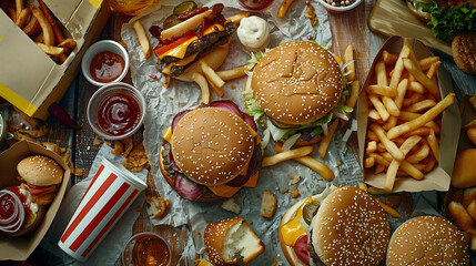 Feast for the Eyes: A Dynamic Explosion of Fast Food Delights
