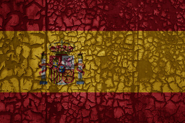 flag of spain on a grunge vintage metal rusty cracked wall background