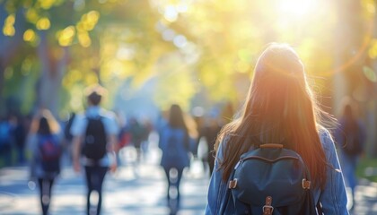 blurred image of students in a campus