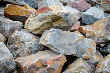 Pile of construction stones, close up