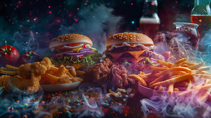 Feast for the Eyes: A Dynamic Explosion of Fast Food Delights