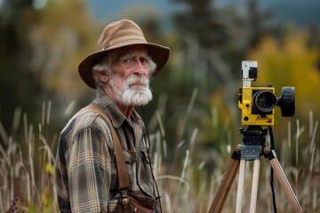 Portrait of surveyor in field