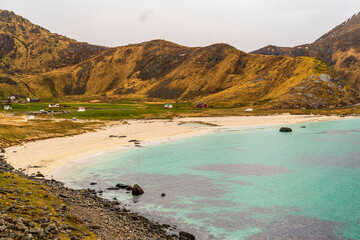 nature sceneries inside the area surroundings of Leknes, Lofoten Islands, Norway, during the spring...