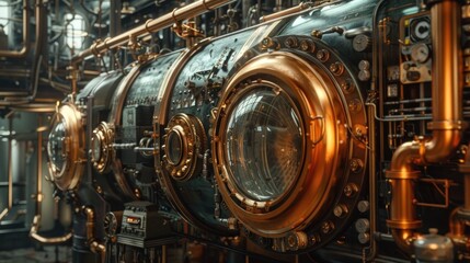 Ornate SteampunkInfluenced Flying Washing Machine A RetroFuturistic Industrial