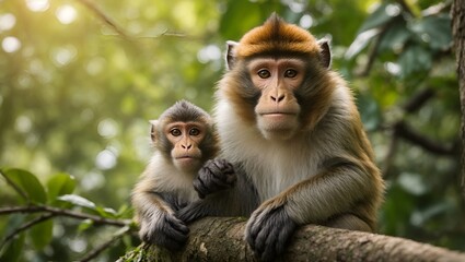 monkey sitting on a tree HD 8K wallpaper Stock Photographic Imag
