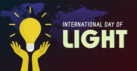 International Day of Light, icon art with typography. Campaign or celebration banner