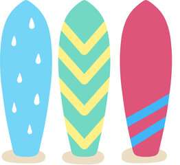 모래사장 위에 서있는 화려한 웨이크 보드