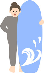 여름 스포츠 웨이크 보드를 들고있는 여자