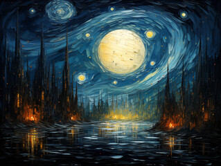 Enchanted Nocturne: A Starry Night Reimagined