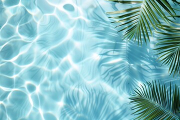 Pool With Floating Palm Leaves